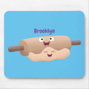 Niedliches Button und Teig Backwaren Cartoon Mousepad
