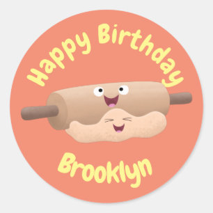 Niedliches Button und Teig Backwaren Cartoon Runder Aufkleber