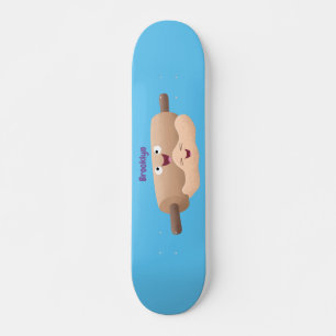Niedliches Button und Teig Backwaren Cartoon Skateboard