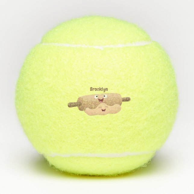 Niedliches Button und Teig Backwaren Cartoon Tennisbälle (Vorderseite)