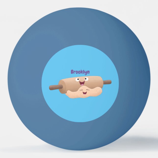Niedliches Button und Teig Backwaren Cartoon Tischtennisball (Vorderseite)