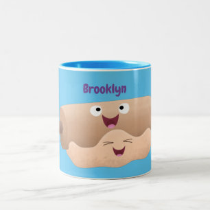 Niedliches Button und Teig Backwaren Cartoon Zweifarbige Tasse