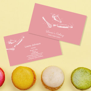 Niedliches Button und Whisky Kuchen Bäckerei Rosa Visitenkarte