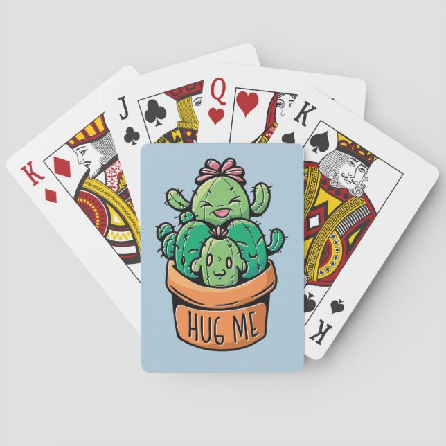 Niedliches Cacti Hug Spielkarten (Rückseite)