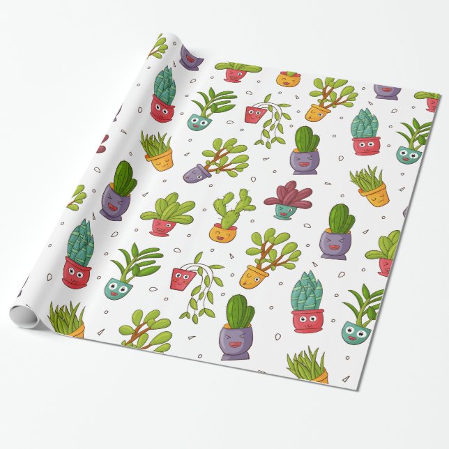 Niedliches Cactus Nature Succulents-Muster Geschenkpapier (Ungerollt)