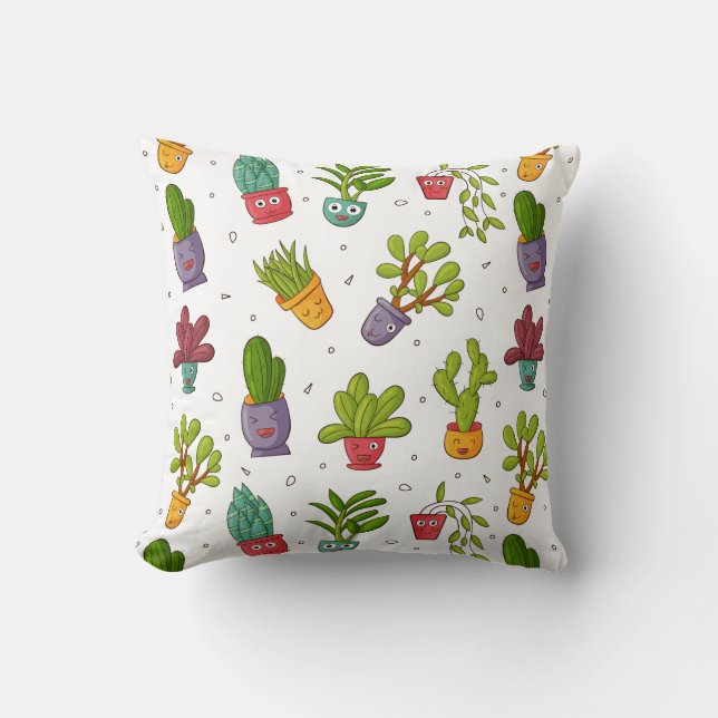 Niedliches Cactus Nature Succulents-Muster Kissen (Vorderseite)