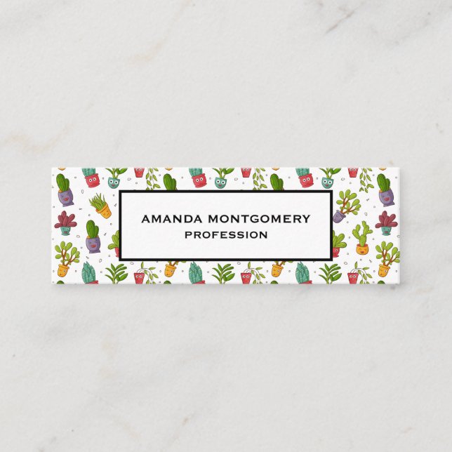 Niedliches Cactus Nature Succulents-Muster Mini Visitenkarte (Vorderseite)