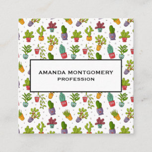 Niedliches Cactus Nature Succulents-Muster Quadratische Visitenkarte