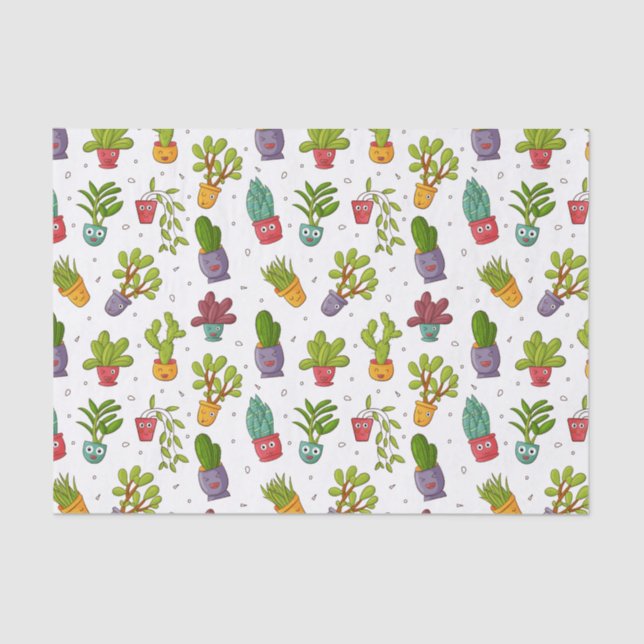 Niedliches Cactus Nature Succulents-Muster Seidenpapier (Vorderseite)