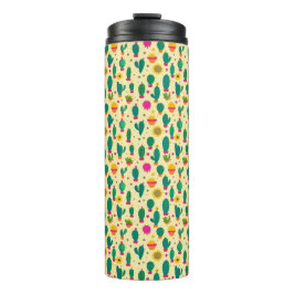 Niedliches Cactus Pattern Gelbe Kawaii-Stoffe Thermosbecher