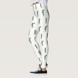 Niedliches Cactus Pot Pflanze Muster Leggings