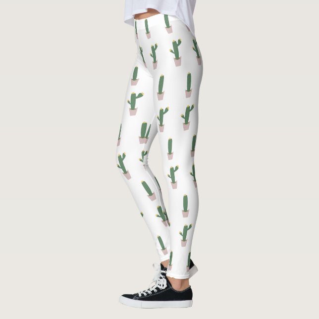 Niedliches Cactus Pot Pflanze Muster Leggings (Links)