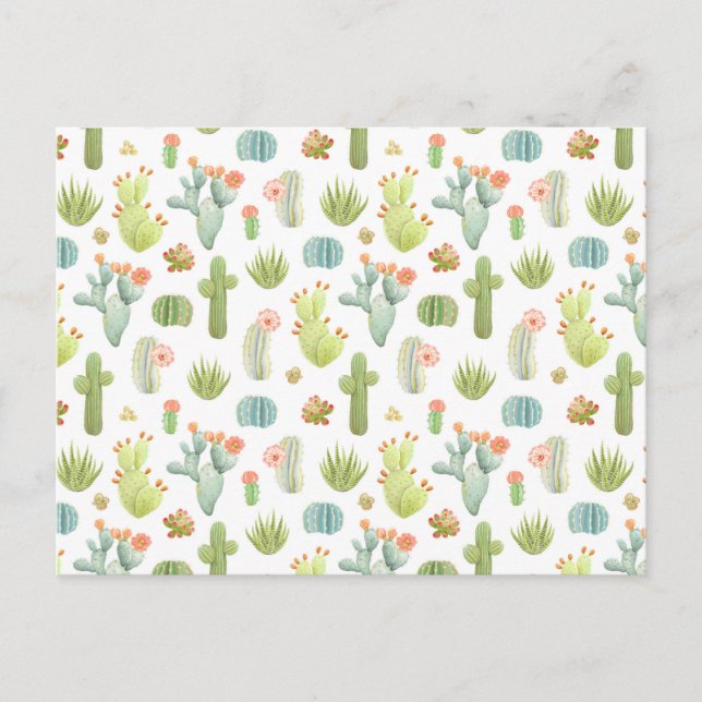 Niedliches Cactus Stehend Pattern Feiertagspostkarte (Vorderseite)