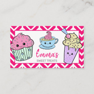 niedliches Cafe-Cafe mit Kawaii-Kuchen-Shop Visitenkarte