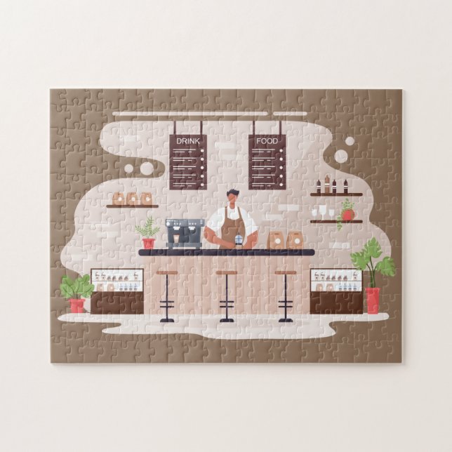 niedliches Café liebt Puzzle  (Horizontal)