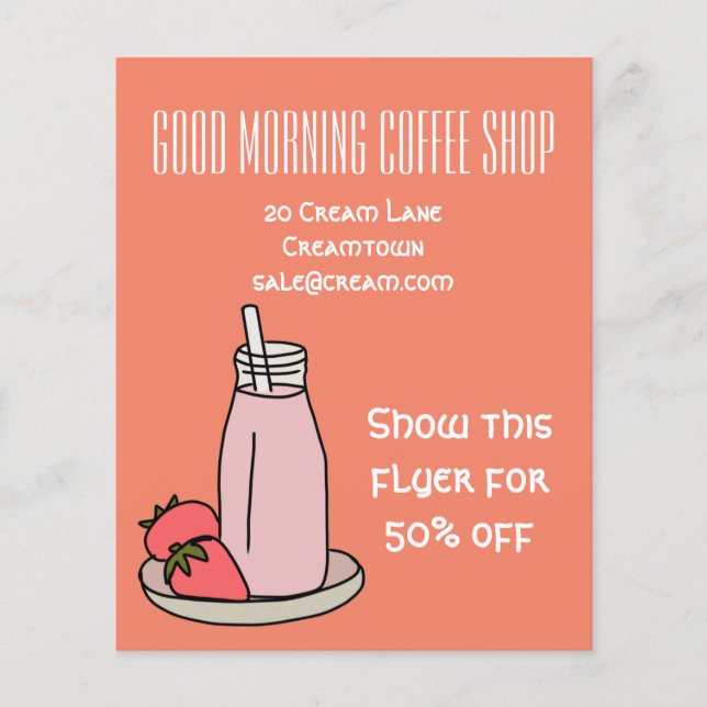 Niedliches Café mit rosa Retro-Funktion Flyer (Vorne)