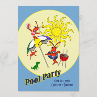Niedliches Cajun Crawfish Pool Party Einladung