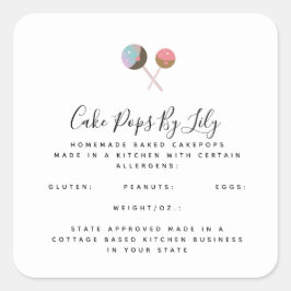 Niedliches Cakepos Logo, hausgemachte Lebensmittel Quadratischer Aufkleber