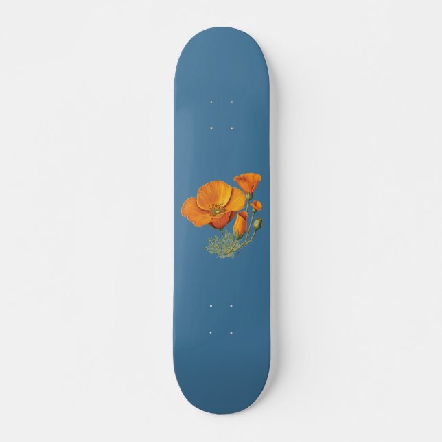 Niedliches California Poppy Blume Vintag Skateboar Skateboard (Vorne)