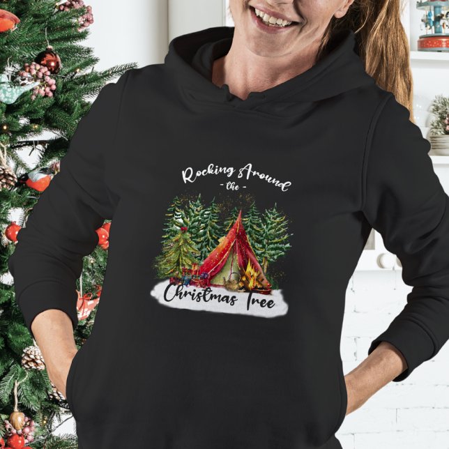 Niedliches Campfire Rot Grün Moderner Weihnachtsba Hoodie (Von Creator hochgeladen)
