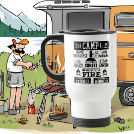 Niedliches Camping regiert Wortart Reisen Mug Reisebecher