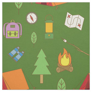 Niedliches Camping Wanderkids Zimmerdekor grün Stoff