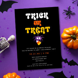 Niedliches Candy Corn Kids Halloween-Party Einladu Feiertagskarte