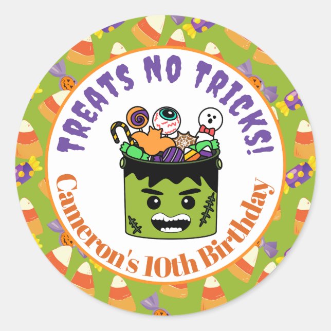 Niedliches Candy Corn Kids Halloween-Party Monster Runder Aufkleber (Vorderseite)
