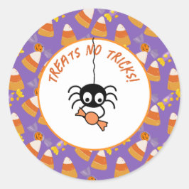 Niedliches Candy Corn Kids Halloween-Party Spider Runder Aufkleber