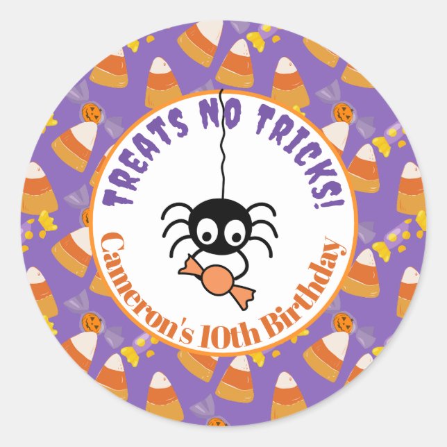 Niedliches Candy Corn Kids Halloween-Party Spider Runder Aufkleber (Vorderseite)