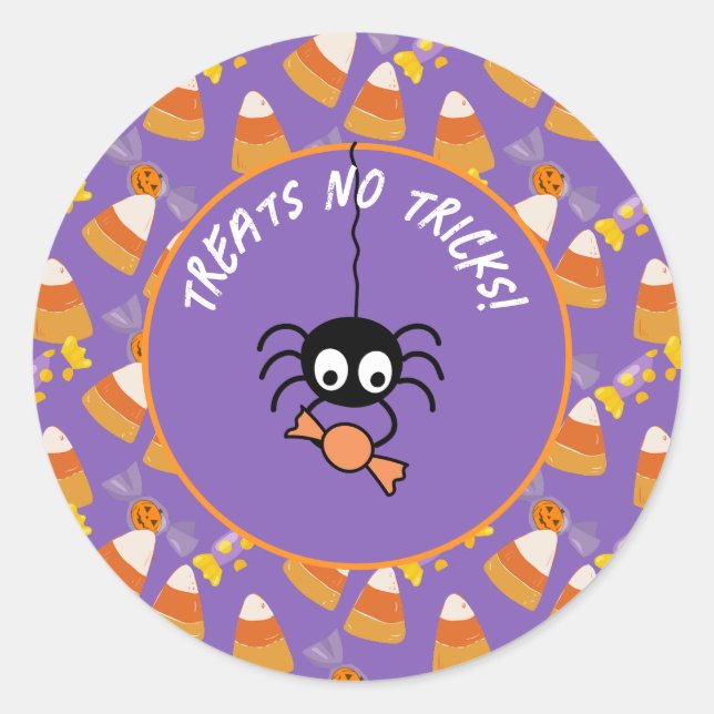 Niedliches Candy Corn Kids Halloween-Party Spider Runder Aufkleber (Vorderseite)