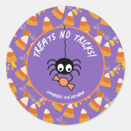 Niedliches Candy Corn Kids Halloween-Party Spider Runder Aufkleber