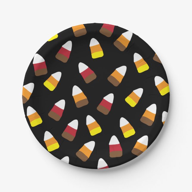 Niedliches Candy Corn Pattern Halloween Pappteller (Vorderseite)