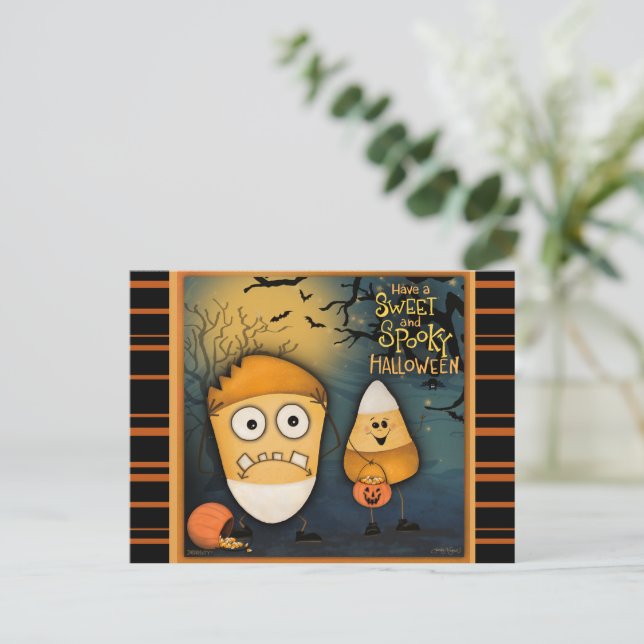 Niedliches Candy Corn Sweet Spooky Halloween Postkarte (Stehend Vorderseite)