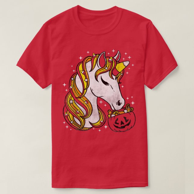 Niedliches Candy Corn Unicorn Halloween T-Shirt (Design vorne)