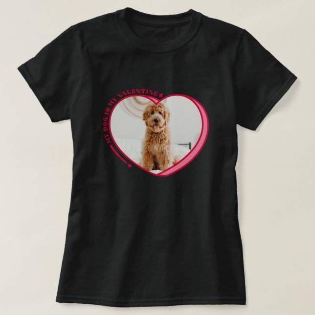 Niedliches Candy Heart Mein Hund ist mein Valentin T-Shirt (Design vorne)