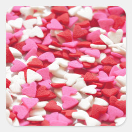Niedliches Candy Heart Pattern Quadratischer Aufkleber