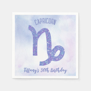 Niedliches Capricorn-Zeichen Custom Lila Geburtsta Serviette