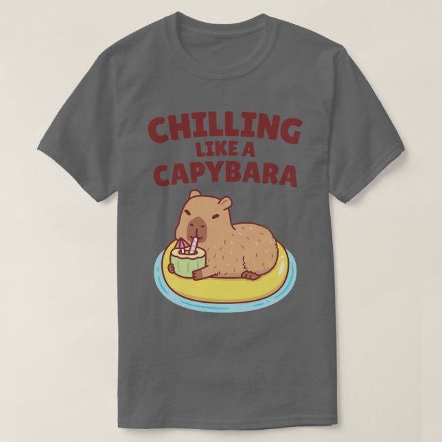 Niedliches Capybara auf einem Schwimmbad, das wie  T-Shirt (Design vorne)