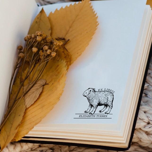 Niedliches Capybara Ex Libris Buch Gummistempel (Von Creator hochgeladen)