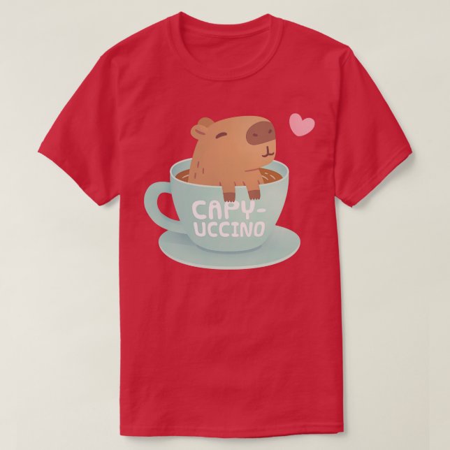 Niedliches Capybara im Cup Capyuccino Pub Spaß T-Shirt (Design vorne)