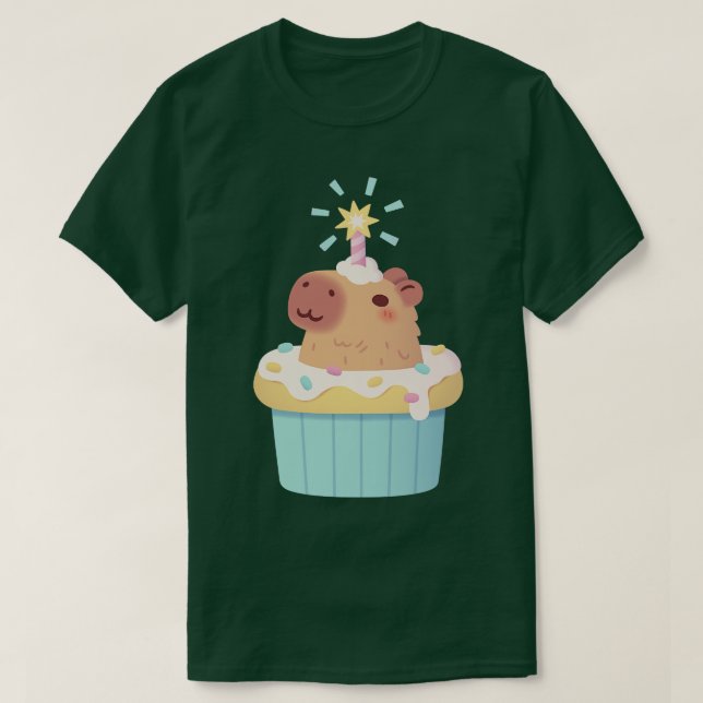 Niedliches Capybara im Cupcake Funny T-Shirt (Design vorne)