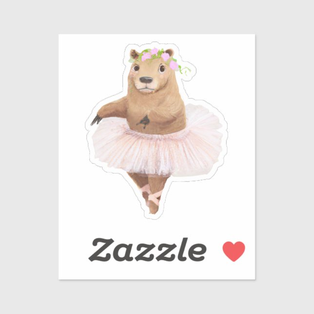 Niedliches Capybara in rosa Tutu-Rock Aufkleber (Blatt)