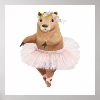 Niedliches Capybara in rosa Tutu-Rock Poster