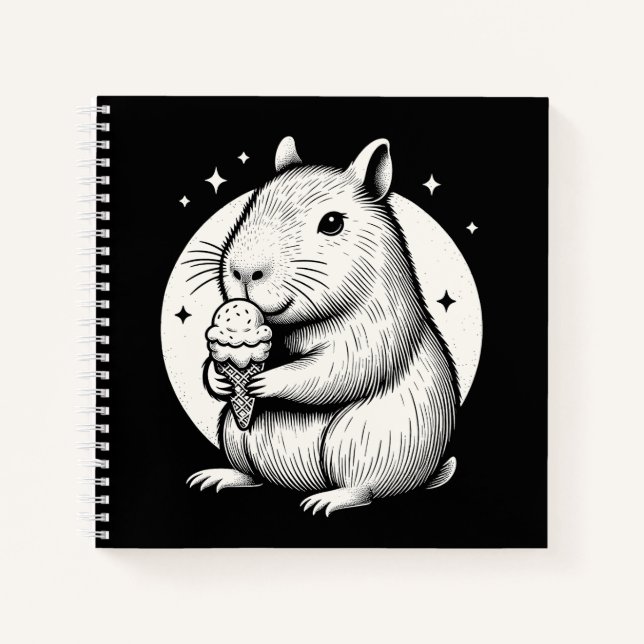 Niedliches Capybara mit Eiscreme Code Kawaii Noteb Notizbuch (Vorderseite)