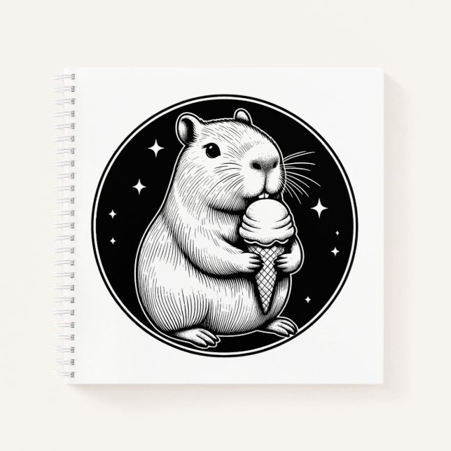 Niedliches Capybara mit Eiscreme Code Kawaii Noteb Notizbuch (Vorderseite)