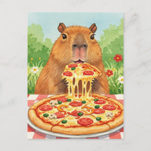 Niedliches Capybara mit Pizza Postkarte