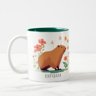 Niedliches Capybara und Blume Zweifarbige Tasse