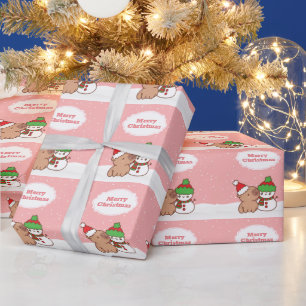 Niedliches Capybara und Schneemannsfest Geschenkpapier
