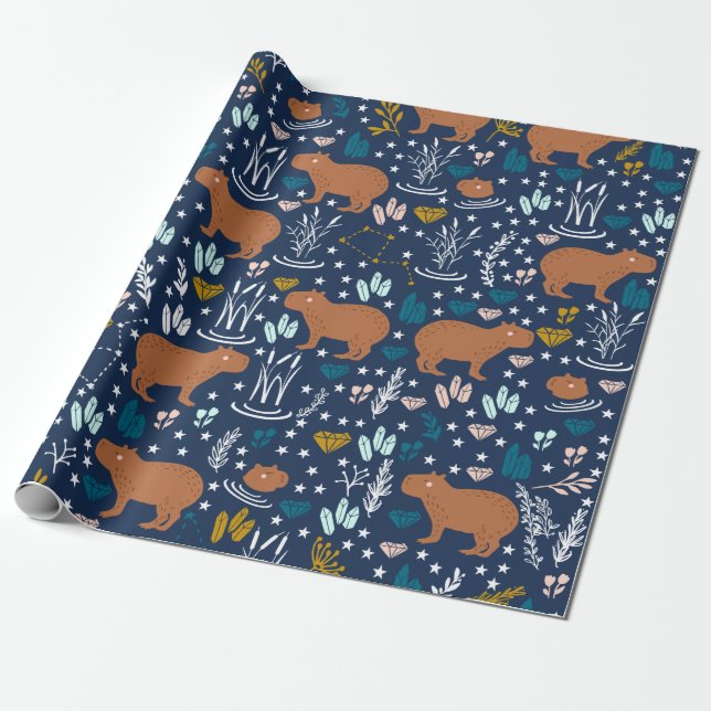 Niedliches Capybara Wrapping Paper Geschenkpapier (Ungerollt)